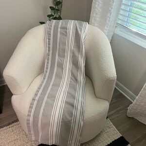 Gray and White Striped Throw Blanket - Twin
